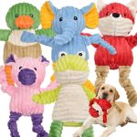LECHONG 5 Pack Tough Dog Stuffed Squeaky