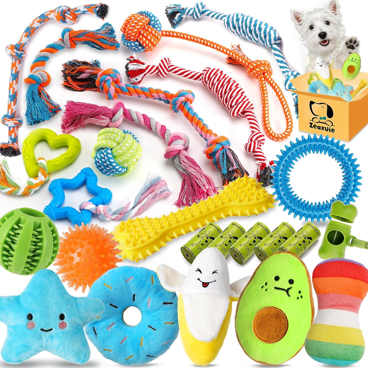 91HM5qn2leL._AC_SL1500_ Zeaxuie 25 Pack Luxury Dog Chew Toys for Puppy - Image 1