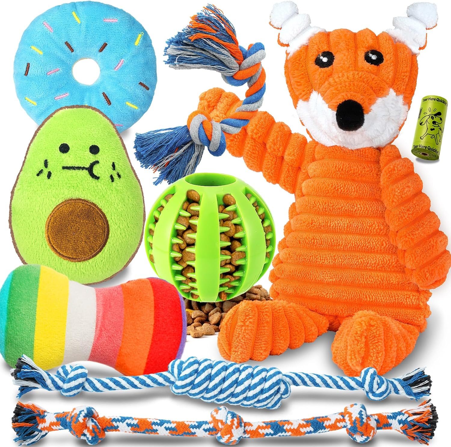 91Rgyiif18L._AC_SL1500_ Zeaxuie 9 Pack Luxury Puppy Toys for Teething - Image 1