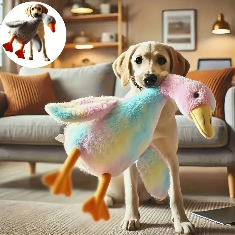 kf-S4b743dae9e0f46ec9daf55271d8cdca9r 50cm Soft Colorful Duck Plush Toy for Cats Dogs Relax Pet Companion Anxiety-Relieving Dog Buddy Energy Release Gift for Pets - Image 1