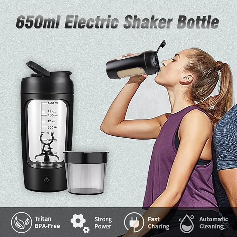 kf-S69b1691892364d279bd9dcb9cb02cfdd9 500ML Automatic Electric Protein Powder Mixing Cup Portable Shaker Bottle Blender for Gym Fitness Outdoor - Image 1