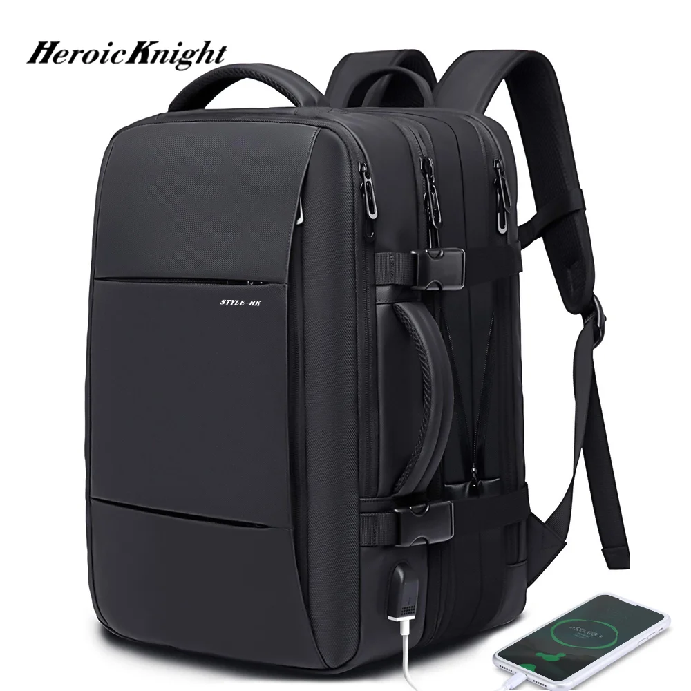 kf-S6bb73da1850e415fbd6c0b5ec11dcf28w Heroic Knight Travel Backpack Men Business Backpack School Expandable USB Bag Large Capacity 15.6 Laptop Waterproof Backpack Bag - Image 1